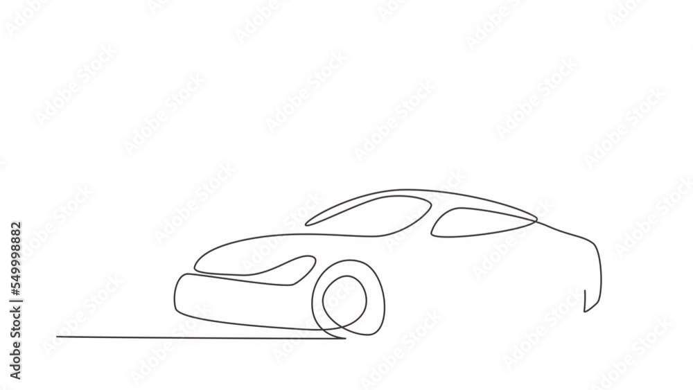 Animated self drawing of single continuous line draw elegant race car ...