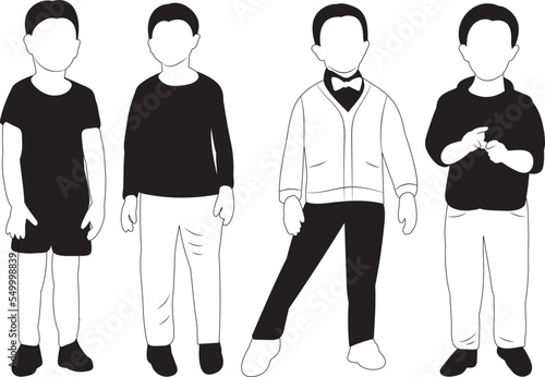 silhouette children black and white design vector isolated