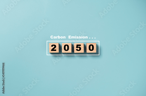 Kyoto 2050 protocol concept ,virtual loading for decrease CO2 , carbon footprint and carbon credit to limit global warming from climate change.