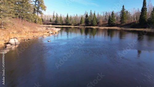 Drone footage of Pine Point Rapids in Whiteshell Provincial Park, Manitoba, Canada photo