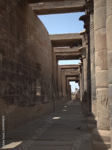 Philae temple and Greco-Roman buildings seen from the Nile, a temple of Isis, love. Aswan. Egyptian