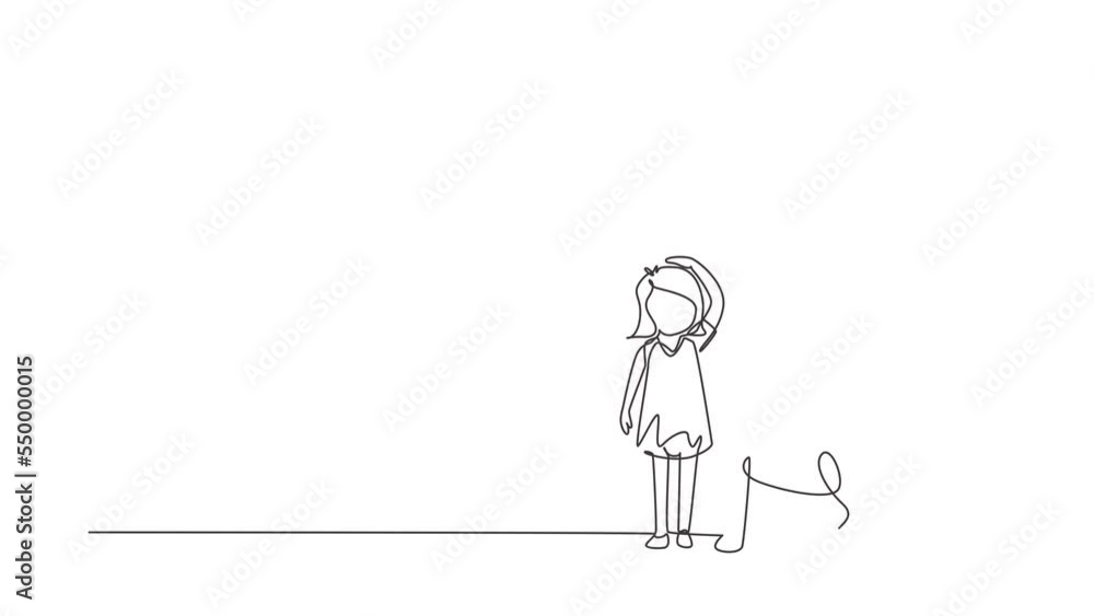 Self drawing animation of single line draw girl measuring her height with brontosaurus height chart on wall. Kid measures growth. Child measuring height. Continuous line draw. Full length animated Self drawing animation of single line draw girl measuring her height with brontosaurus height chart on wall. Kid measures growth. Child measuring height. Continuous line draw. Full length animated