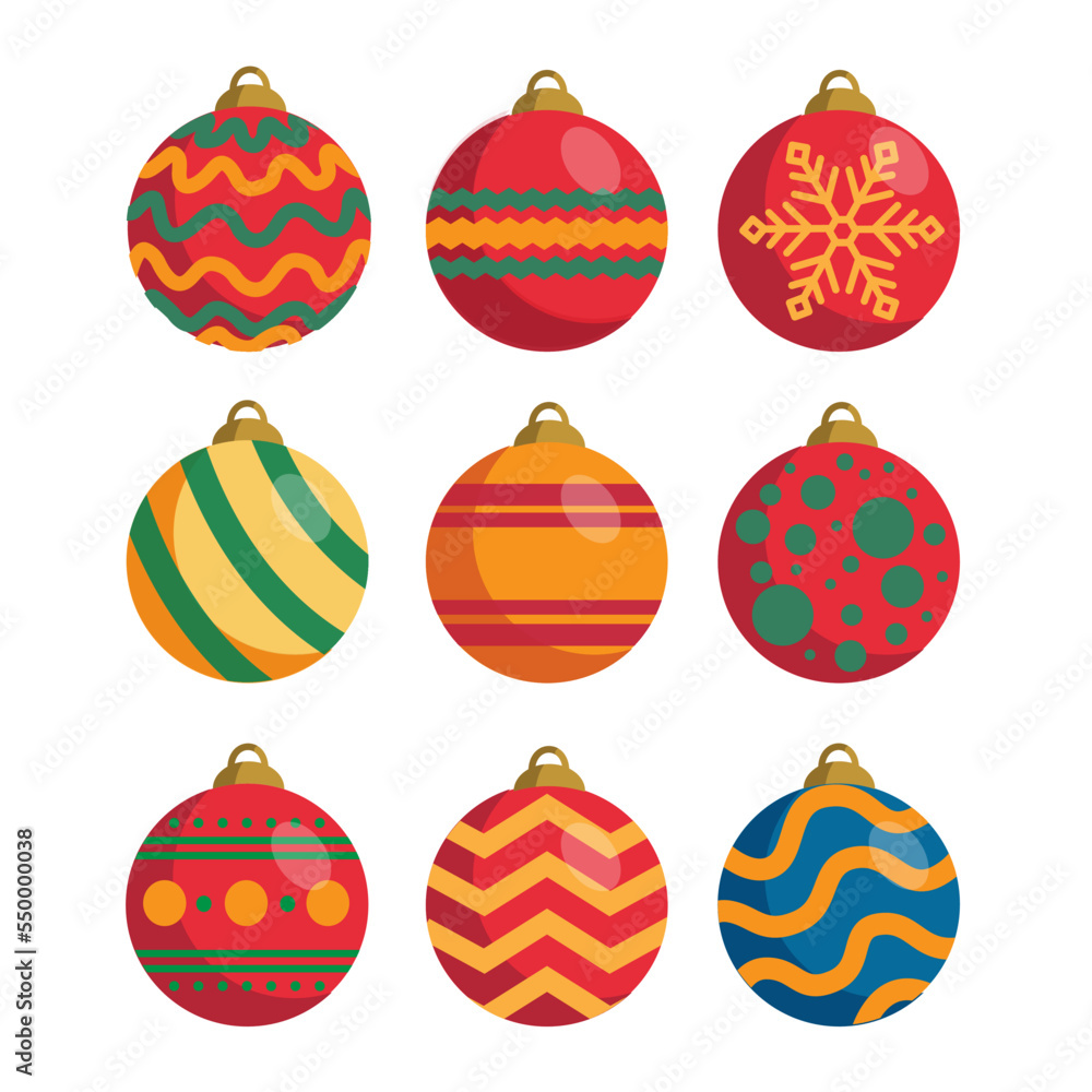 Colorful Christmas ball collection set vector illustration