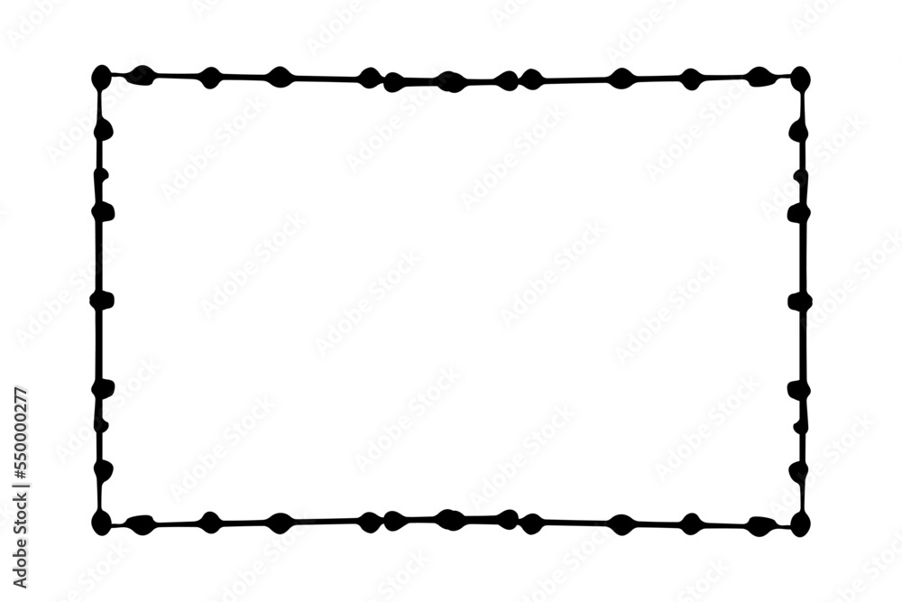 Elegant frame with dots, border silhouette in hand drawn doodle style