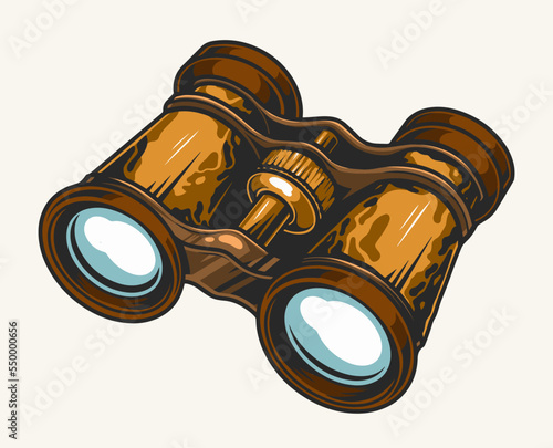 Wooden binoculars colorful vintage logotype