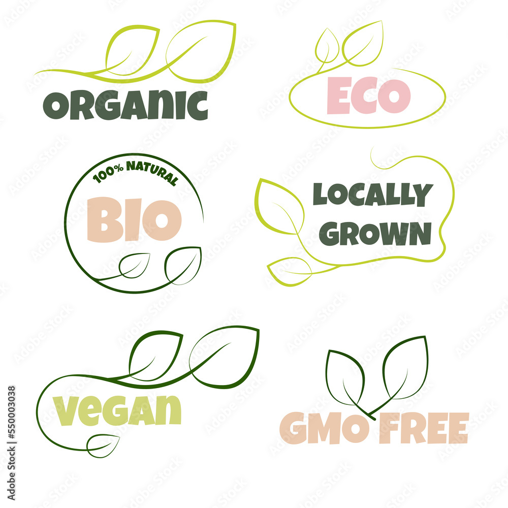 Eco, bio, organic and natural products sticker, label, badge.Logo template for organic and eco friendly products.