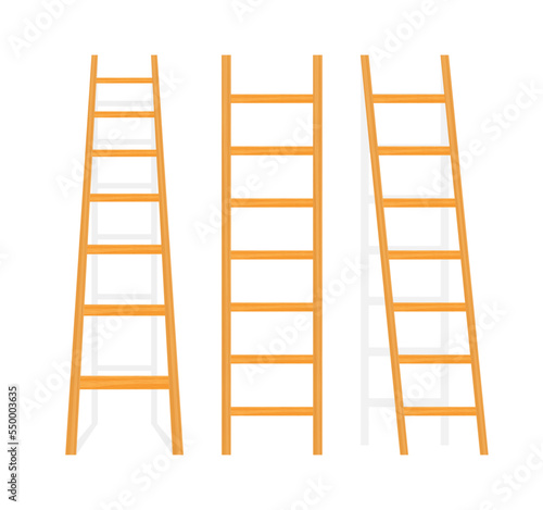Wooden Stairs. Step ladder. Household tools. Vector stock illustration.
