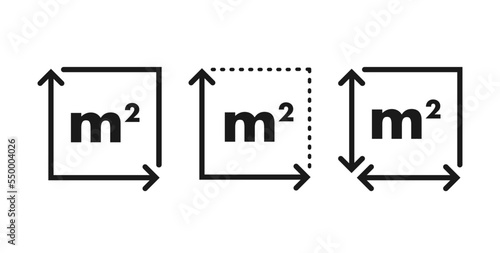 m2 area unit icon. Square Meter. Vector stock illustration.