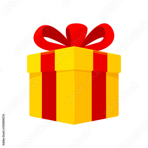 Special prize, reward gifts, surprise present box, yellow gifts with red ribbon, bonus concept. Vector illustration.
