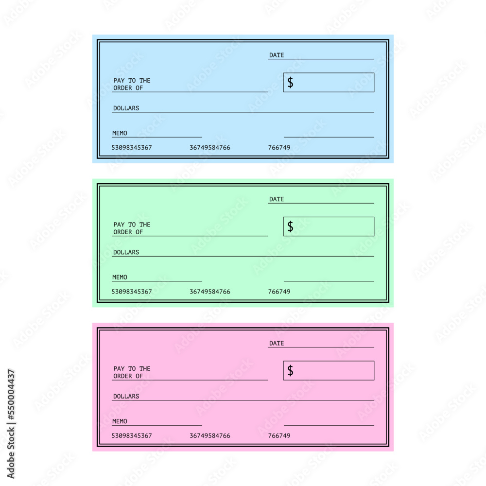 Blank Check. Financial Payment. Chequebook template. Vector stock illustration. Blank Check. Financial Payment. Chequebook template. Vector stock illustration.