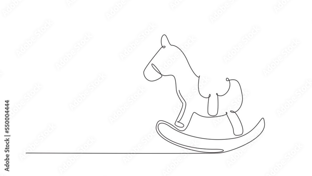 Animated self drawing of single continuous line draw wooden rocking