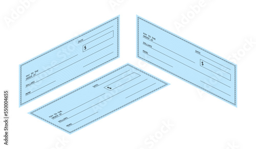 Blank Check. Financial Payment. Chequebook template. Vector stock illustration.