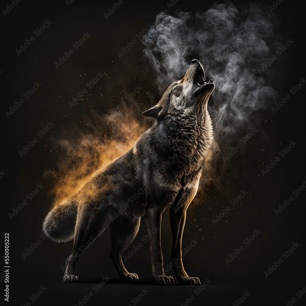 portrait of black howling alpha wolf Stock Illustration | Adobe Stock