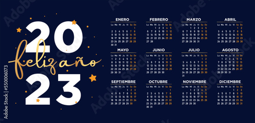 feliz 2023 calendario español
