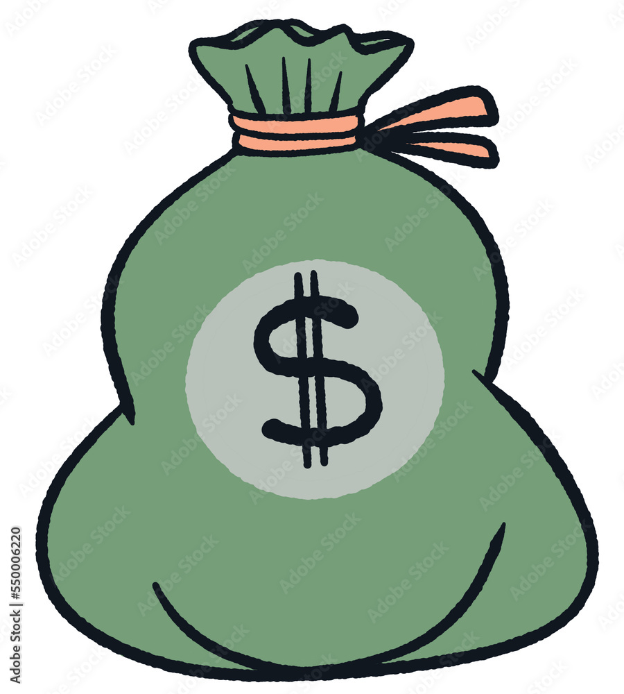 Big money bag cartoon illustration Stock Illustration Adobe Stock