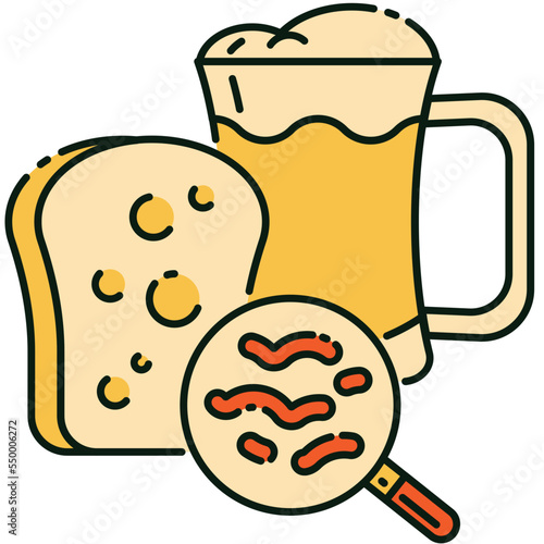 natural yeast icon with bread and beer
