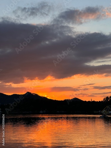 sunset over the lake