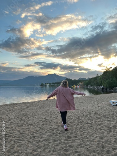 woman walking on the beach