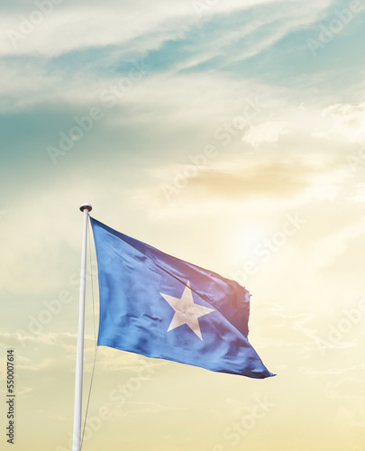 Waving Flag of Somalia with beautiful Sky.