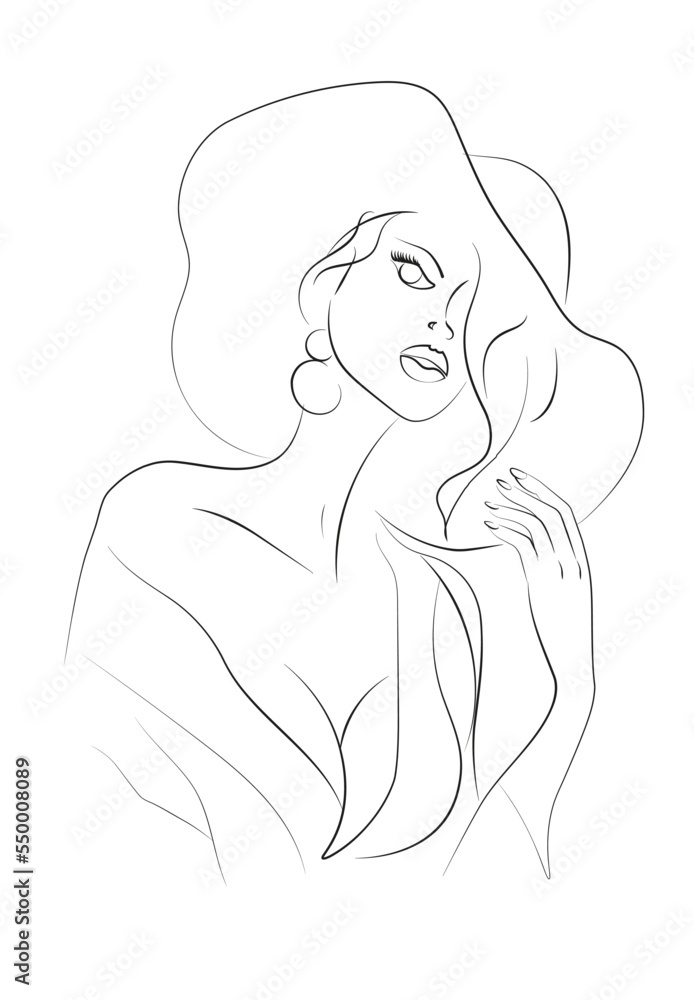 Elegant woman line drawing art 