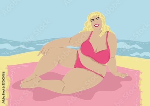 Curvy girl posing in swimwear