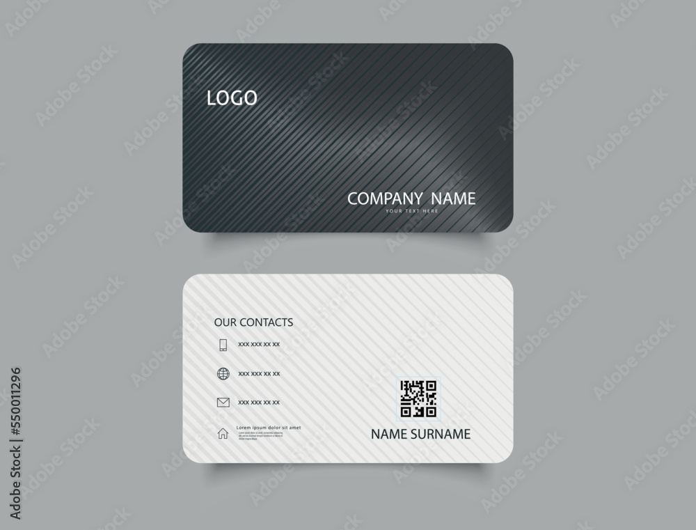 Business elegant card layout with gray stripes. Advertising leaflet Business elegant card layout with gray stripes. Advertising leaflet