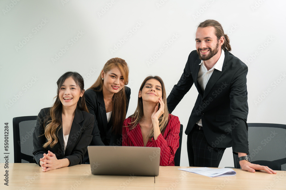 Group of professional business people are working in conference room, Smiling businesspeople having a discussion in an office