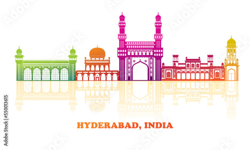 Colourfull Skyline panorama of city of Hyderabad, India - vector illustration