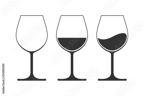 Obraz na płótnie Wine glasses graphic icon set
