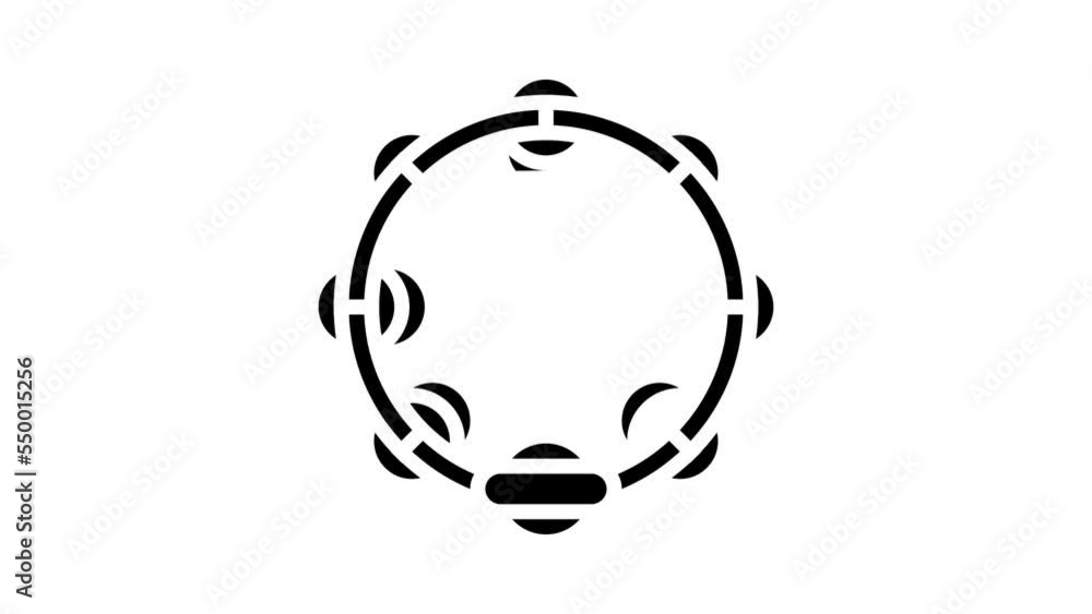 tambourine rhythmic musical instrument glyph icon animation tambourine rhythmic musical instrument glyph icon animation
