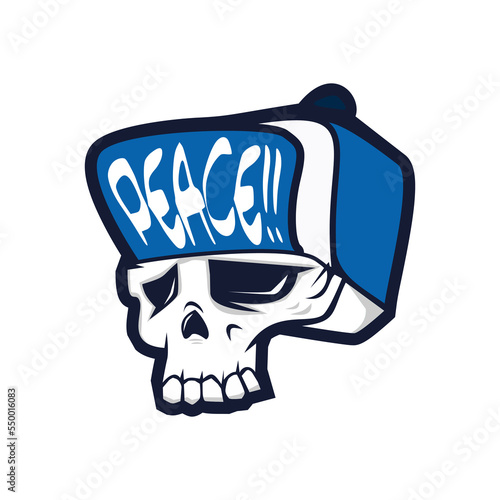 vector illustration of a skull wearing a cool hat, perfect for icons, mascots, logos, games, t-shirt screen printing, tattoos, posters, etc