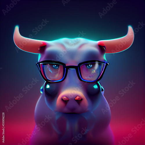 Colorful cyber bull with goggles