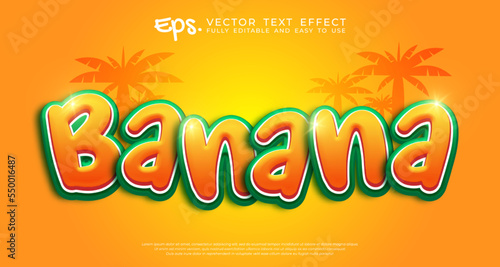 Three dimension text banana with editable style effect template