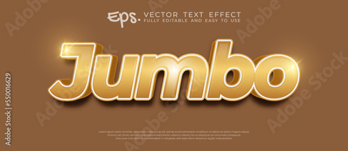 Three dimension text jumbo with editable style effect template photo