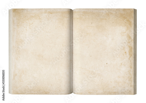 Vintage open book isolated on white background