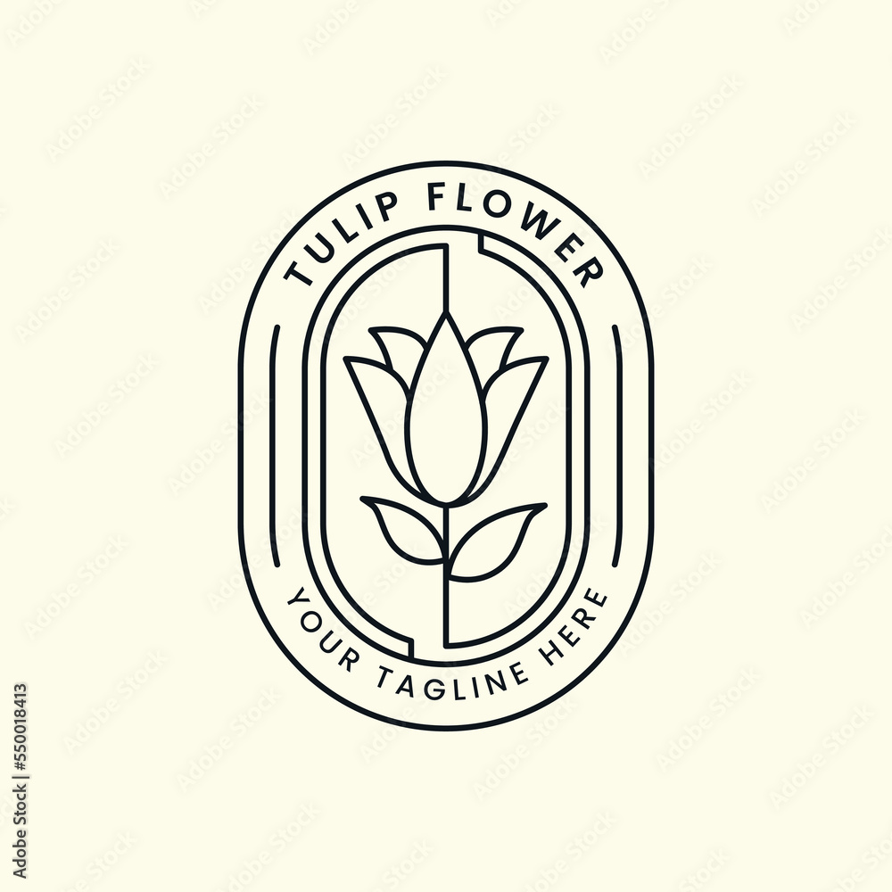 tulip flower line art with emblem style logo vector template illustration design tulip flower line art with emblem style logo vector template illustration design