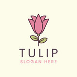 vector tulip flower color vintage style logo minimalist template illustration design