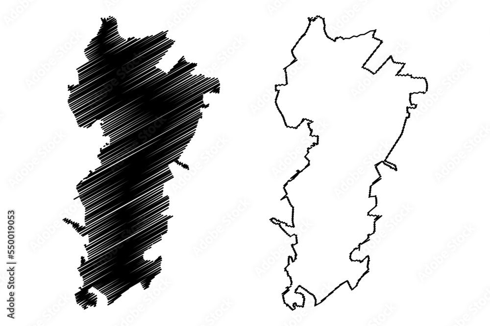 Cuencame municipality (Estado Libre y Soberano de Durango, Mexico, United Mexican States) map vector illustration, scribble sketch Cuencamé map