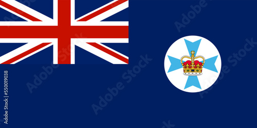 Foto Flag of Queensland (Commonwealth of Australia) white disc with the light blue Ma