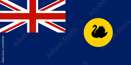Flag of Western Australia, WA (Commonwealth of Australia) yellow disc with the black swan © danlersk
