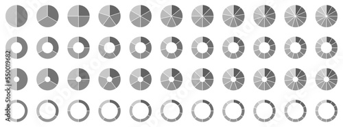 Pie chart,set of circle infographic templates illustration,vector.Circles divided in segments from 2 to 12.