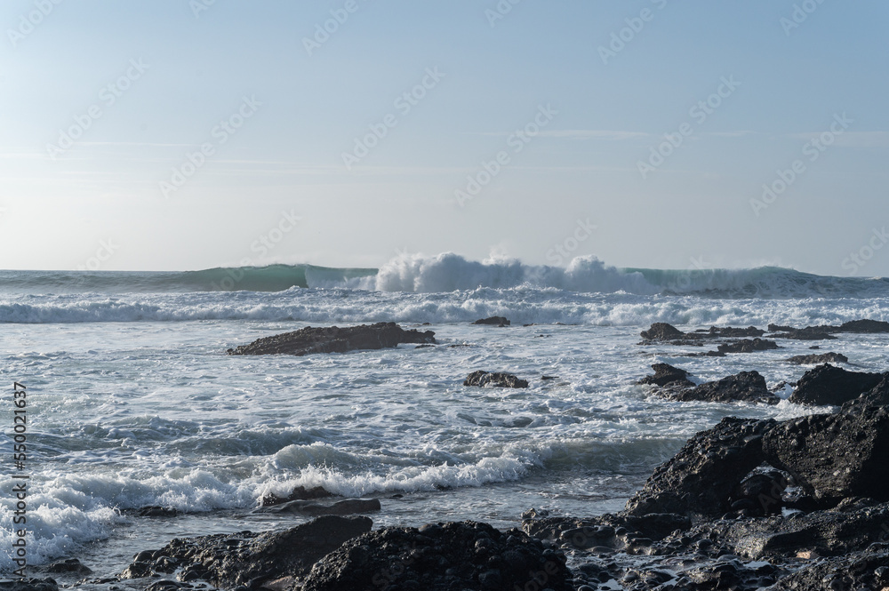 waves on the beach in canarias