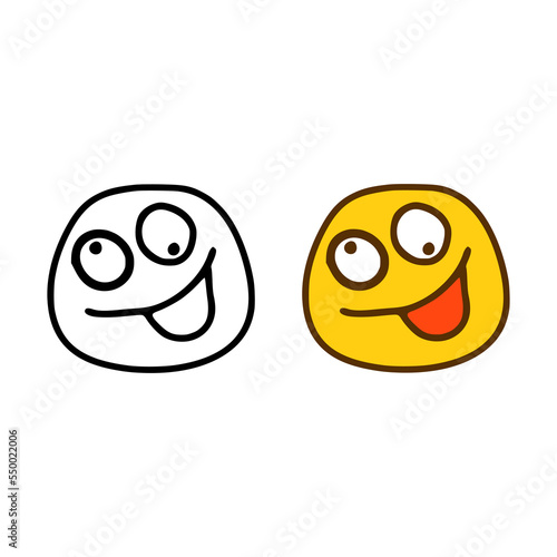 stupid sad emoticon in doodle style isolated on white background