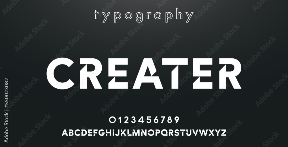 CREATER Sports minimal tech font letter set. Luxury vector typeface for company. Modern gaming fonts logo design.