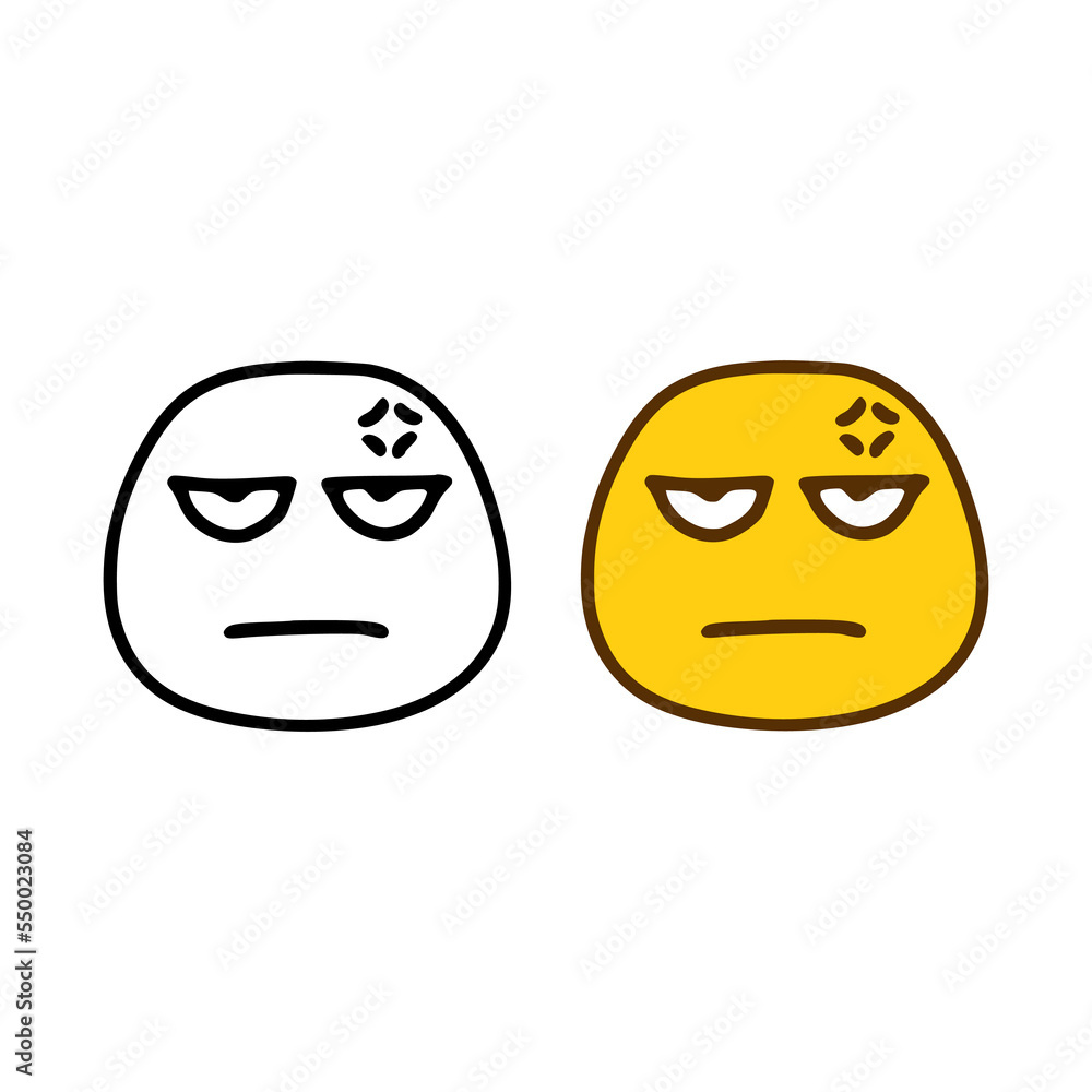 Angry emoticon in doodle style isolated on white background Angry emoticon in doodle style isolated on white background
