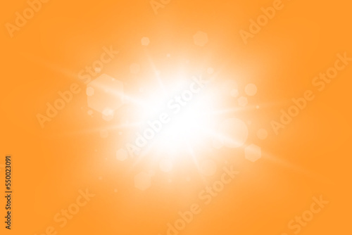Solar rays.Warm sun on a yellow background. Leto.bliki. 