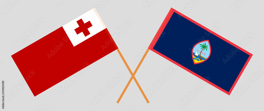 Crossed flags of Tonga and Guam. Official colors. Correct proportion Crossed flags of Tonga and Guam. Official colors. Correct proportion
