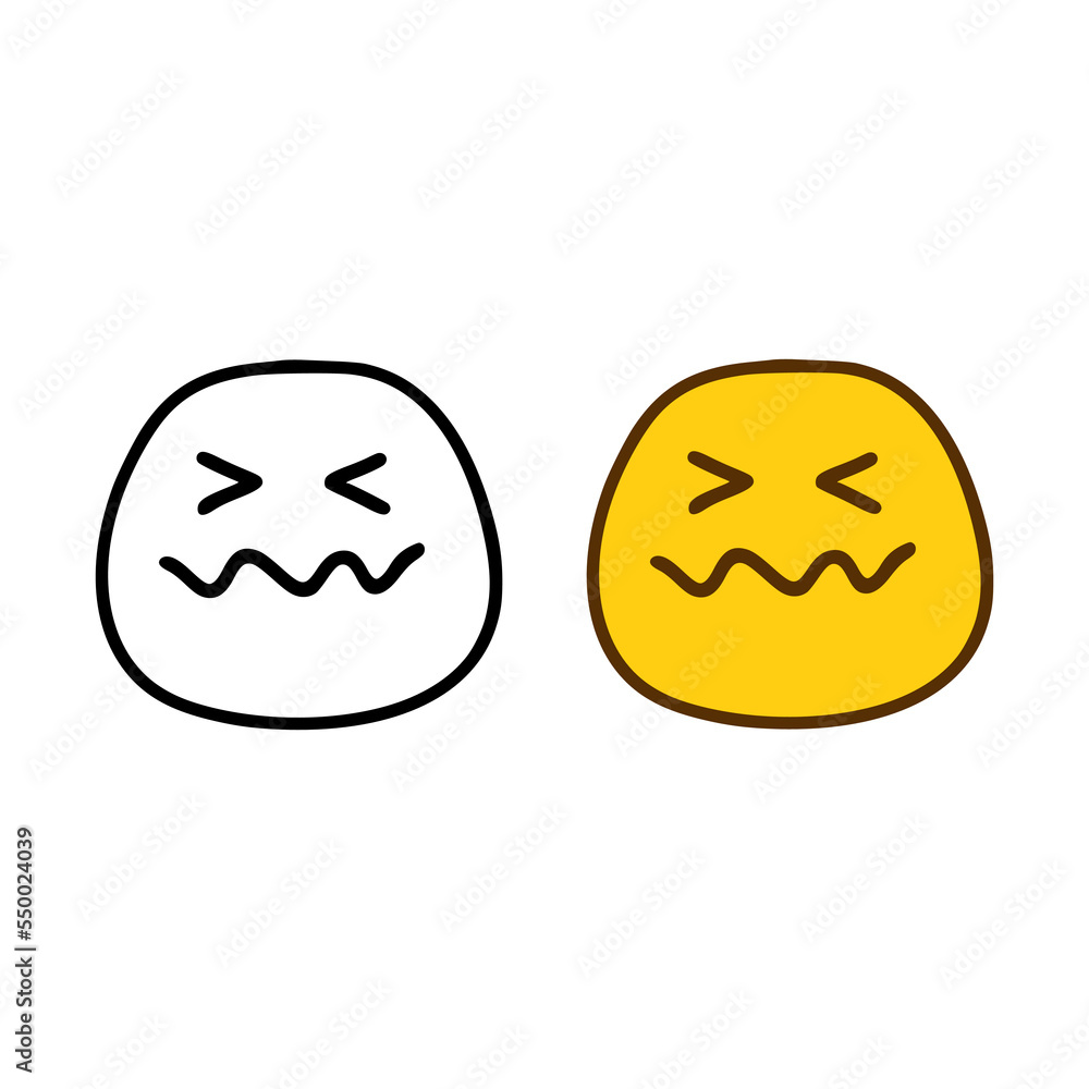 Fototapeta premium Sad emoticon in doodle style isolated on white background