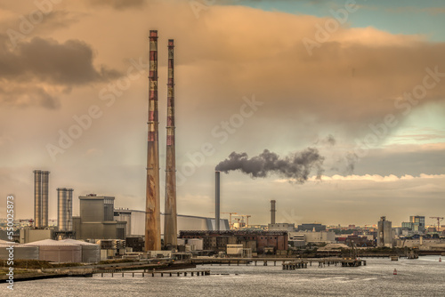 Photography Dublin Port seen in the morning industrial image