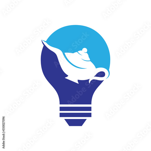 Genie magic lamp logo design vector. Lantern lamp logo template.